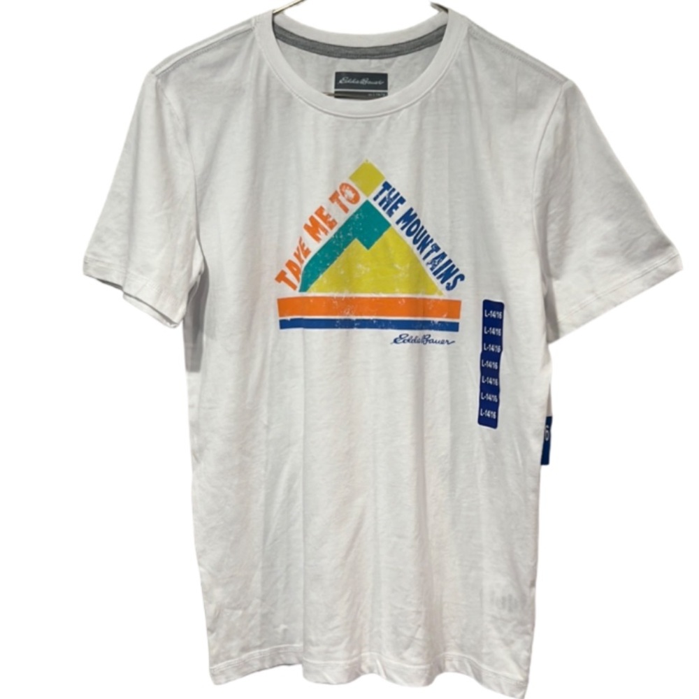 NWT Eddie Bauer “Take Me To The Mountains” Short Sleeved T-Shirt Kids Large